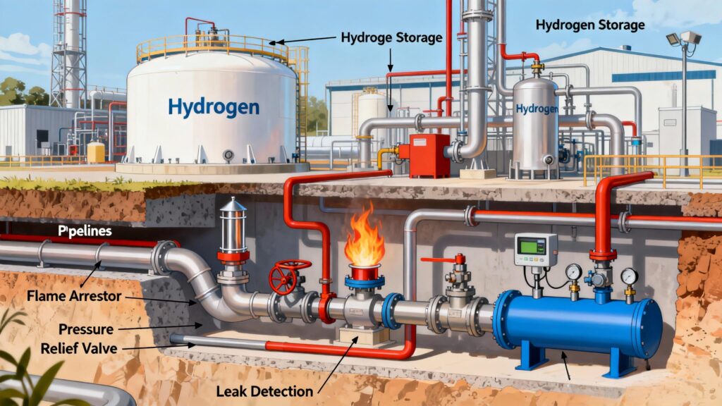 Is Hydrogen Safe? 8 Myths vs Facts You Should Know industrial hydrogen safety system with sensors and ventilation