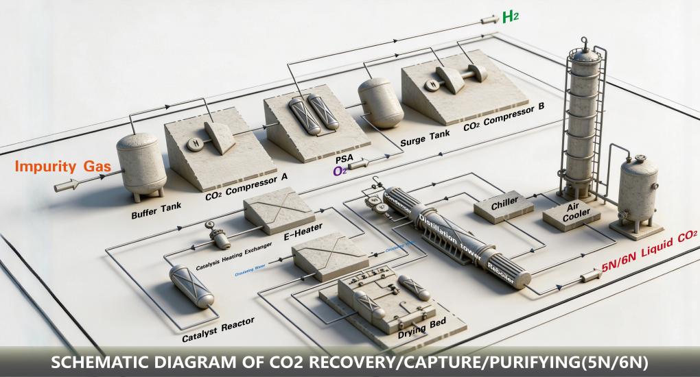 End-to-End Workflow Diagram of CO2 Capture & CO2 Purification System Matching Methanol Reforming Hydrogen Generator