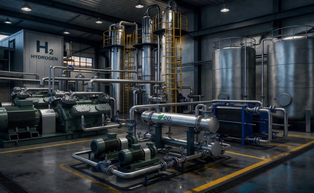 CO2 Capture and CO2 Purification Integrated System, Skid-mounted CO2 Recovery Liquefaction Equipment for Green Hydrogen Production Plant