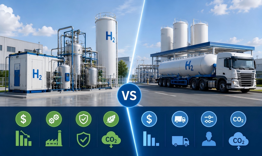 On-Site Hydrogen vs Delivered Hydrogen for 500 Nm³/h: Which One Saves You More? On Site Hydrogen Vs Delivered Hydrogen For 500 Nm³h Which One Saves You More 1
